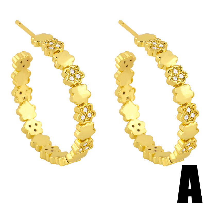 Boucles D&#39;oreilles Diamant Rétro En Forme De C display picture 3