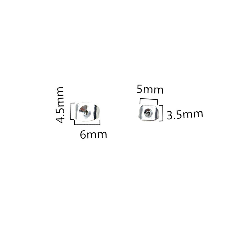 8g Weight 100 PCS/Package 5*3.5mm 6*4.5mm Metal Solid Color Ear Nuts