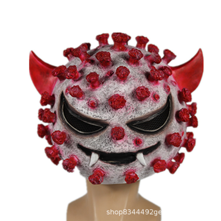 Virus campana Máscara de Halloween horror látex coronavirus apoyos 2019-NCoV modelo de enseñanza Máscara
