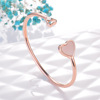 Golden gold bracelet heart shaped, adjustable accessory, Korean style, pink gold, cat's eye