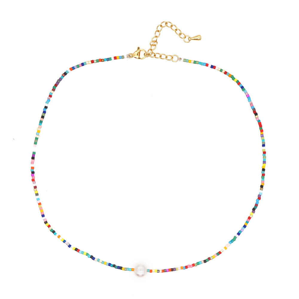 Nische Barock Stil Natürliche Süßwasser Perle Anhänger Lange Farbe Reis Perlen Halskette Für Frauen display picture 6