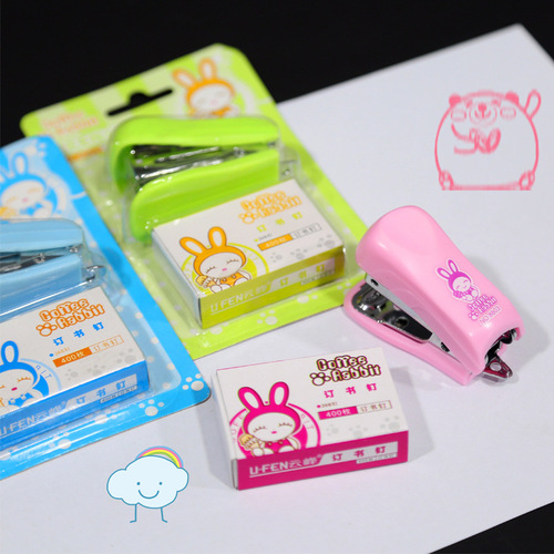 Yunfeng 8803 cartoon mini stapler set student office small portable card binding book binding gift