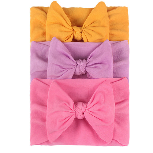 3PCS nylon bow elastic headband ins simple fashion decorative baby hairband accessories