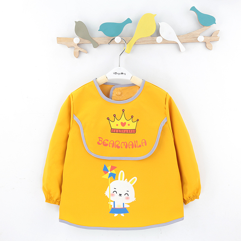 壹件代發全防水兒童罩衣長袖寶寶反穿畫畫罩衫嬰幼兒小孩吃飯衣