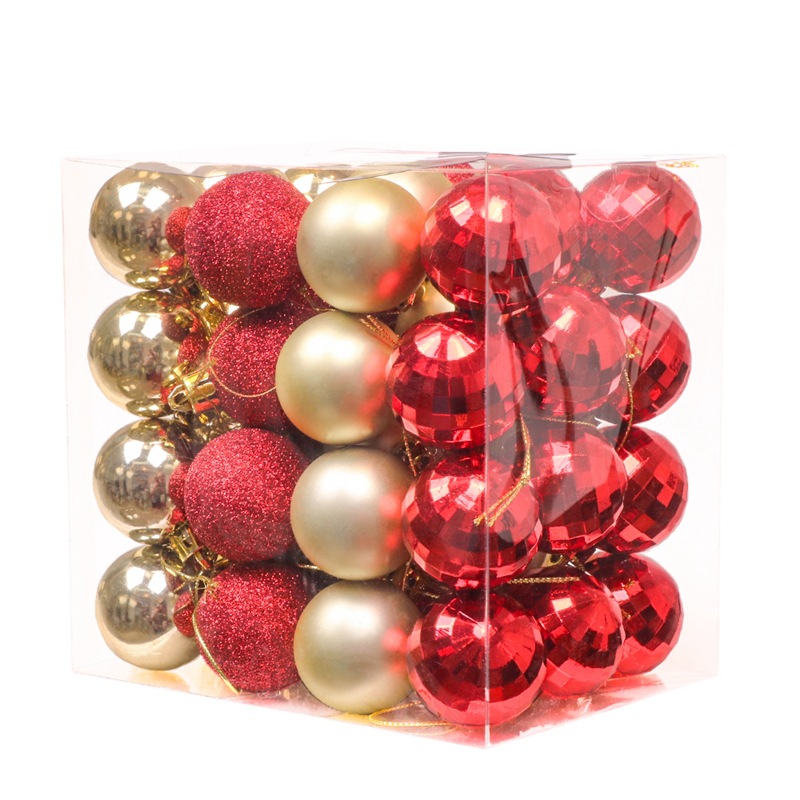 盈浩聖誕節聖誕球小球4cm48個 基礎電鍍啞光粘粉球 節日裝飾布置