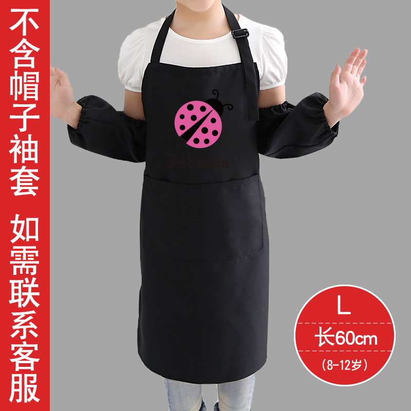 Delantal único negro-mariquita L tamaño