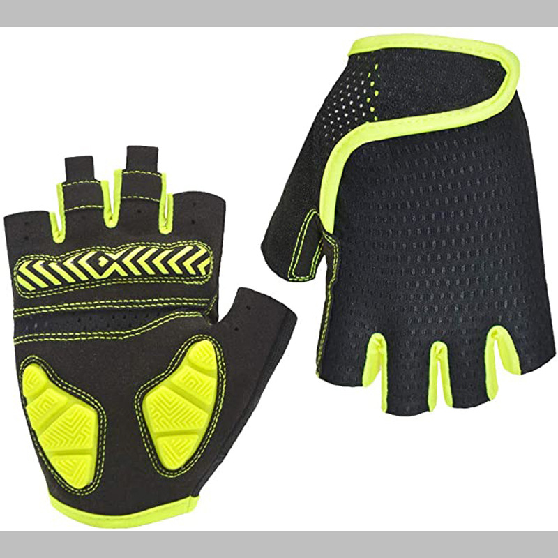 厂家定制夏季户外运动骑行半指手套 网布透气硅胶防滑自行车手套
