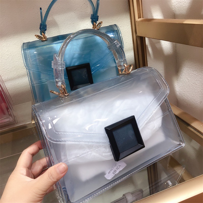 Clearance jelly bag, transparent pvc women's bag, gradient color small square bag, handbag, single-shoulder crossbody women's bag in stock undefined