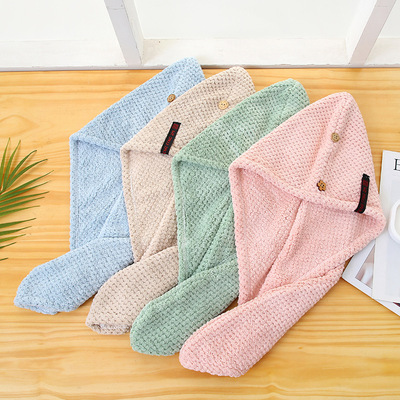 珊瑚绒浴帽干发帽女吸水速干吸水毛巾包头巾抖音同款菠萝格浴帽