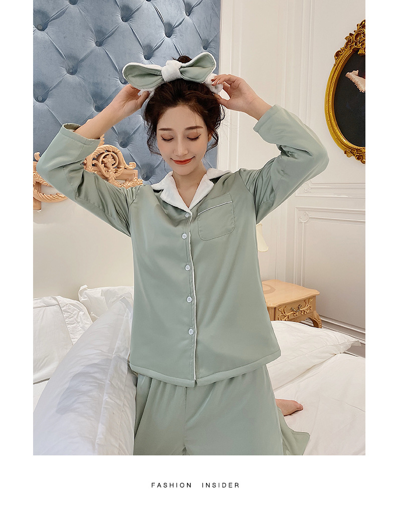 Fleece Silk Pajamas Women Winter