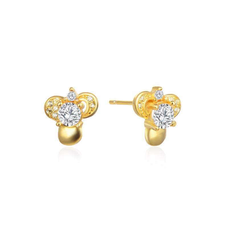 Japonés y coreano s925 pendientes de diamantes de plata de las mujeres elegante sol y luna flor pendientes Luz de lujo joyería de moda suministro directo de fábrica