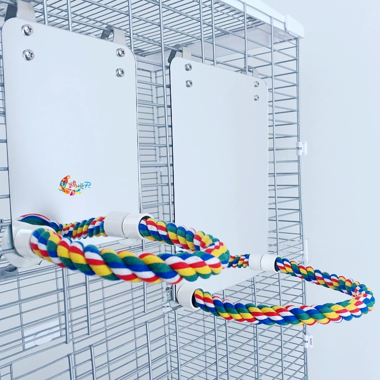 Игрушка для укуса попугая из нержавеющей стали большое зеркало головоломка висит хлопковая веревка стоячий Бар Зеркало для птиц двух размеров