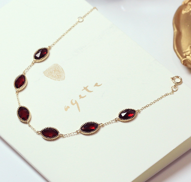 日系轻奢9K黄金agte 梦想成真 菱形宝石  K金镶嵌天然水晶手链|ms