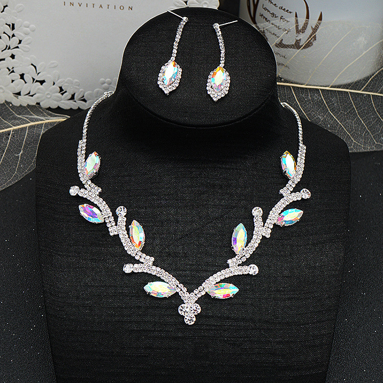 Artificial Crystal Copper Elegant Glam Leaves Rhinestones Jewelry Set display picture 8