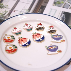 diy手工製作 甜點飯菜滴油合金飾品 吊墜耳環耳釘材料包配件批發