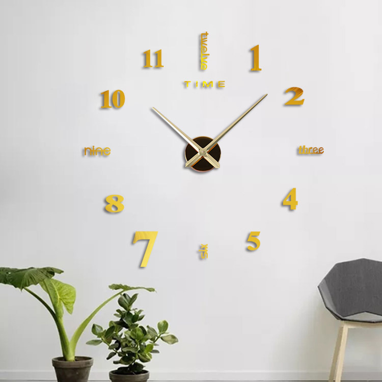 Amazon transfronteriza hogar 3D creativo DIY Reloj de pared reloj de acrílico personalizado espejo etiqueta de la pared reloj