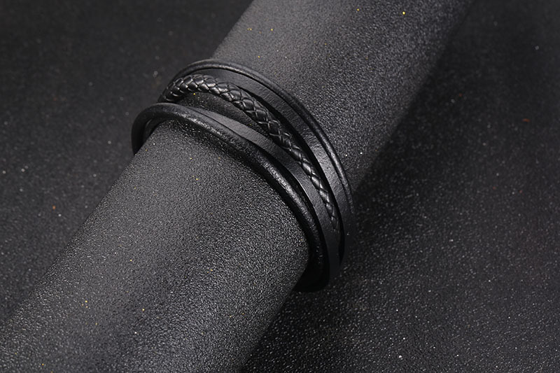 menu0027s multi-layer titanium steel handmade leather braided bracelet