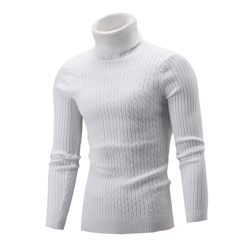 Foreign trade wholesale men's sweater autumn and winter New European and American high collar solid color twist base shirt AliExpress sweater men