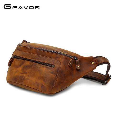 Men's Crossbody Bag Retro Mad Horse Leather Genuine Leather Men's Bag Phone Waist Bag Chest Bag Men's Bags