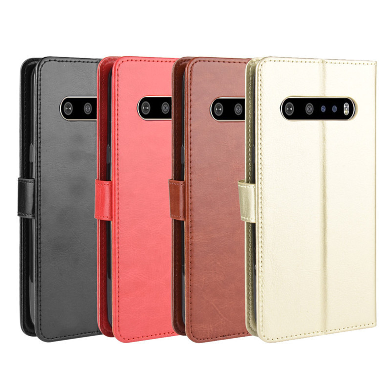 Lg V60 Thinq 5g Mobile Phone Case Lg V60 Mobile Phone Leather Case Flip Protective Case Crazy Horse Pattern Lanyard Card