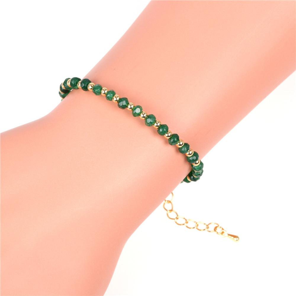 Nueva Moda De Piedra Natural Color Mezclado Pulsera De Cuentas De Cobre Plateado Pulsera De Oro Verdadero Al Por Mayor display picture 10