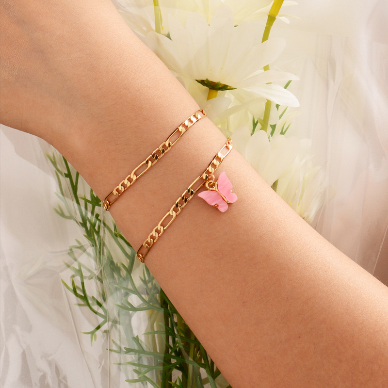 Gold-plated Acrylic Butterfly Bracelet display picture 1