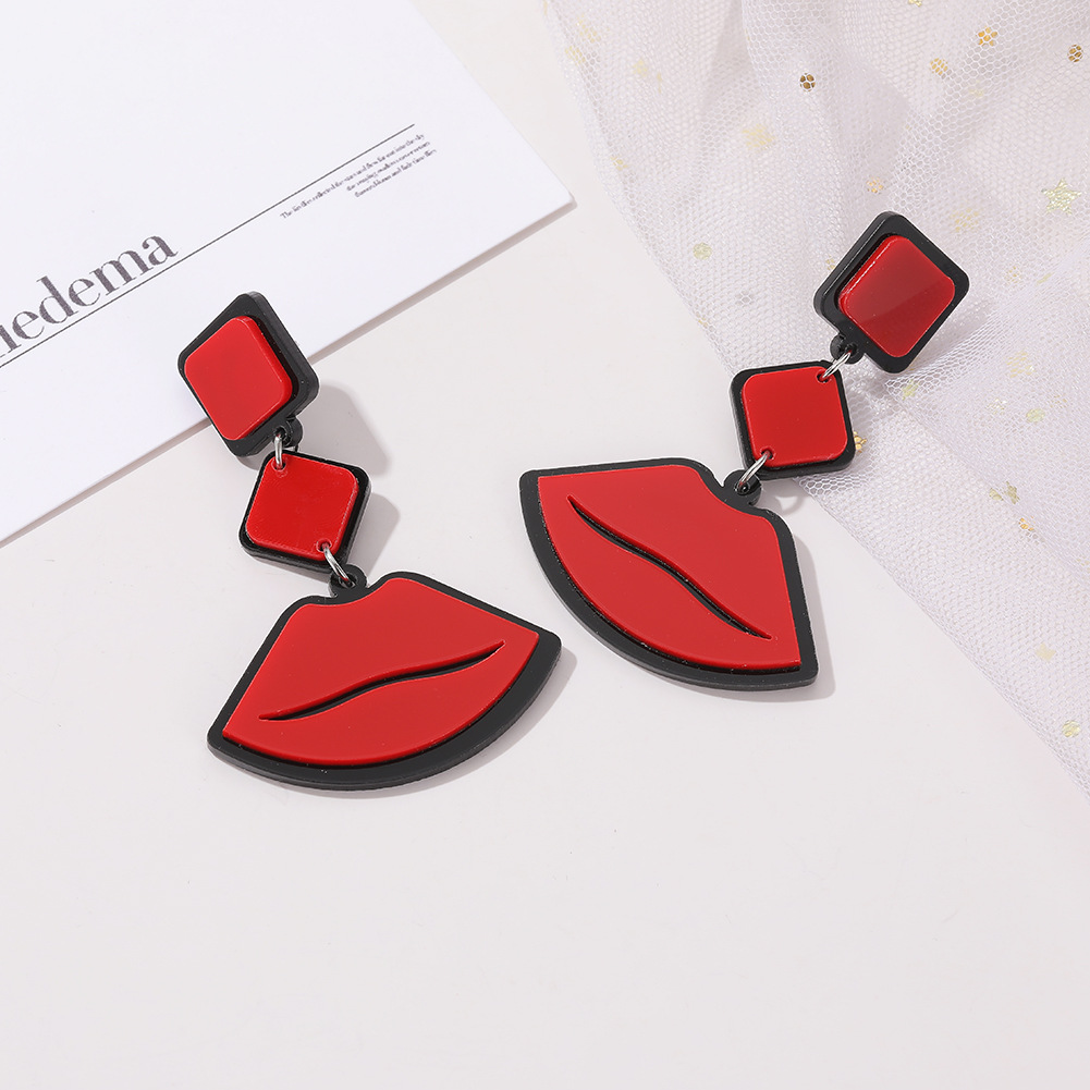 New Fashion Exaggerated Red Lip Earrings Wholesale display picture 3