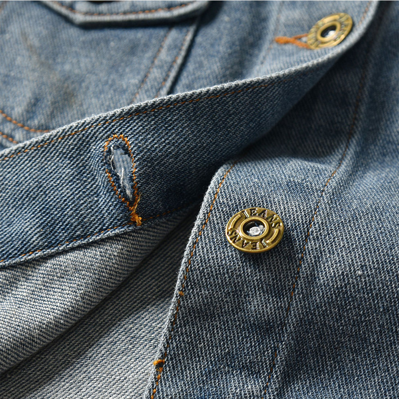 Casual coreano chaqueta de vaqueros para niños 2025 primavera y otoño moda moda con solapa de manga larga chaqueta de vaqueros neutra