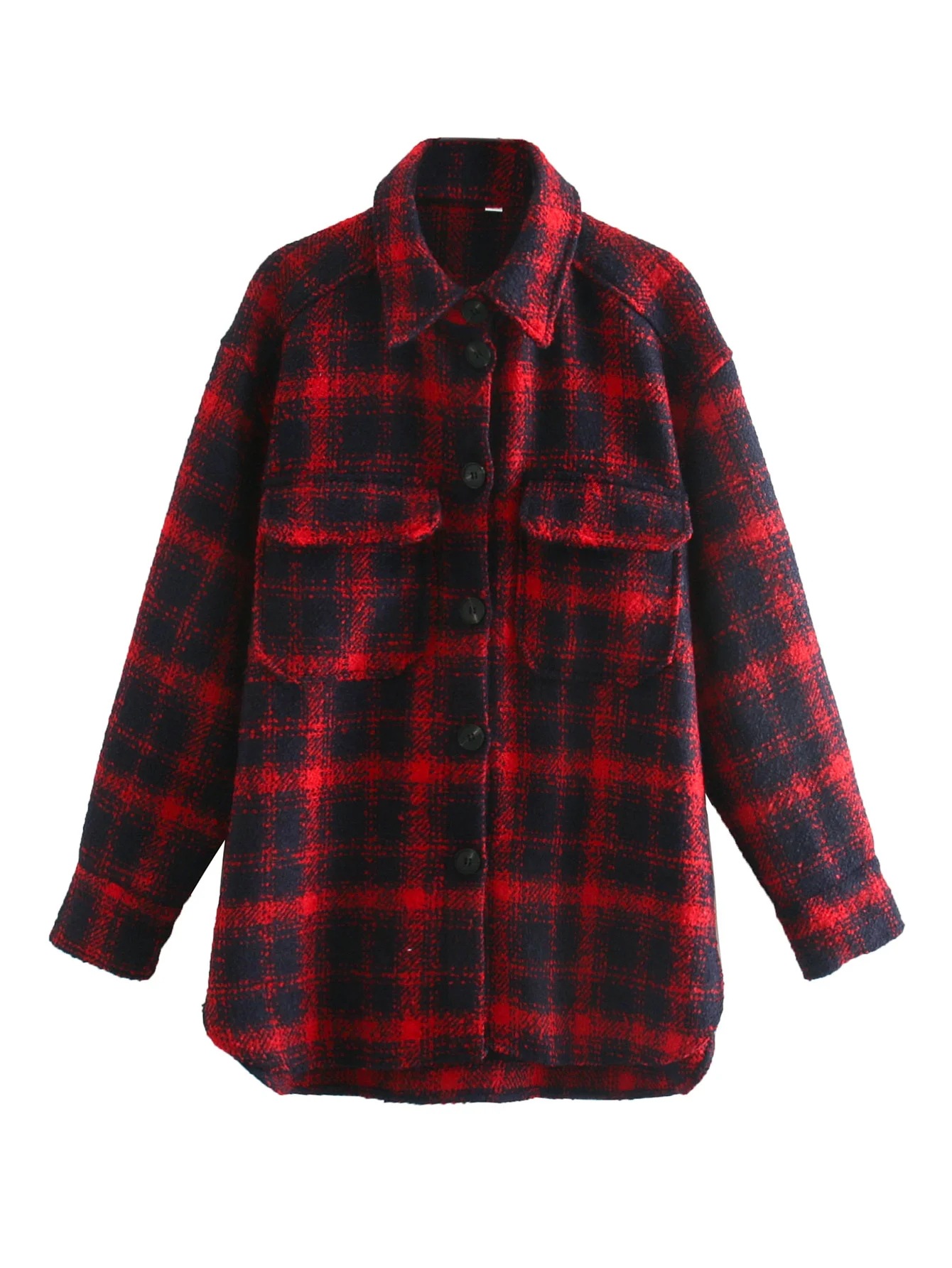 fashion woolen loose plaid woolen coat  NSAC21739