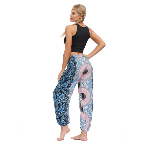 Yoga pants for women Nipol national storm Simia new print elastic lantern pants sports legged wide leg pants