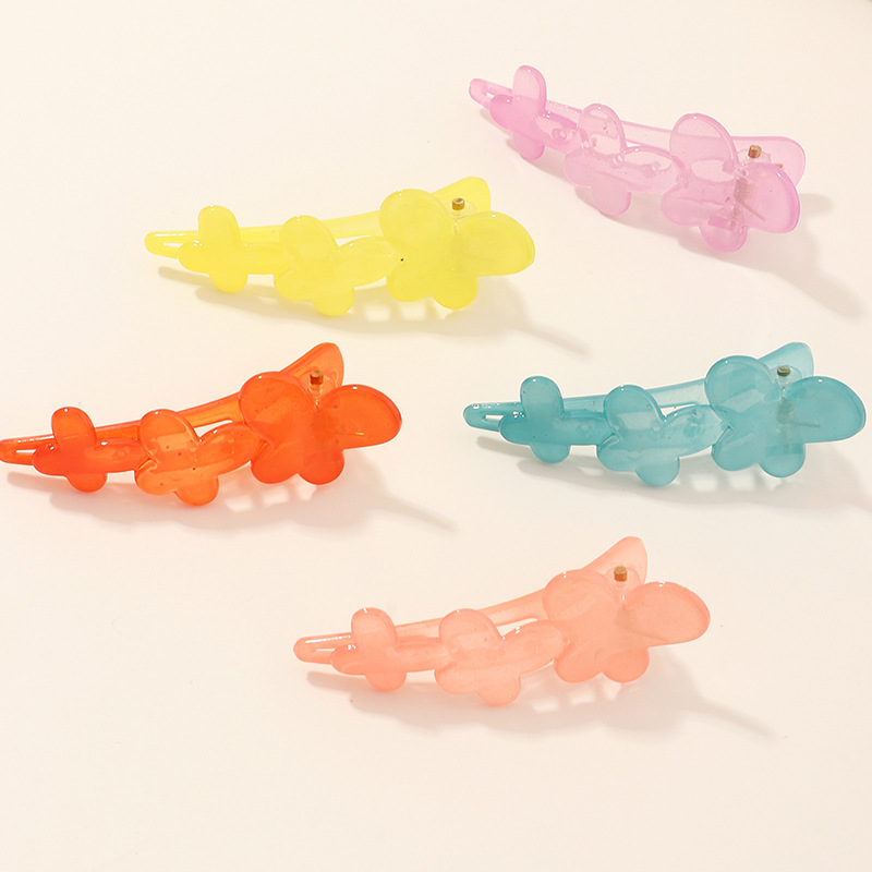 Summer New Jelly Color Butterfly Hairpin Acrylic Bangs Clip Side Clip Wholesale display picture 11