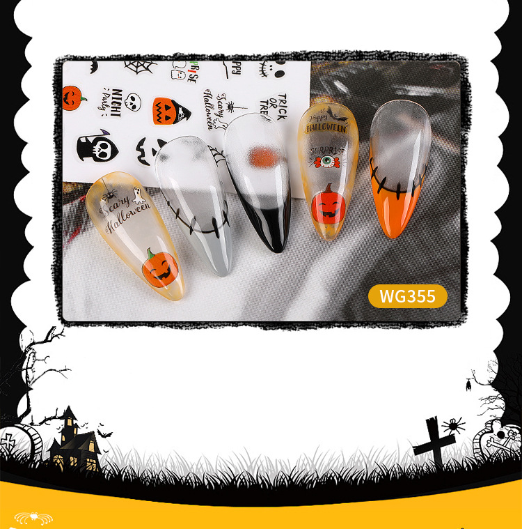 Fashion Halloween Pattern Paper Nail Patches 1 Set display picture 4