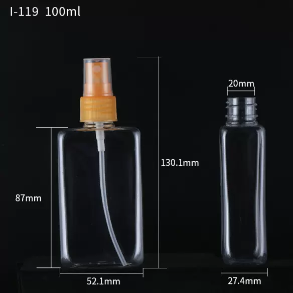 厂家批发100ml pet方形喷雾瓶化妆水瓶瓶屏幕喷雾塑料瓶20mm