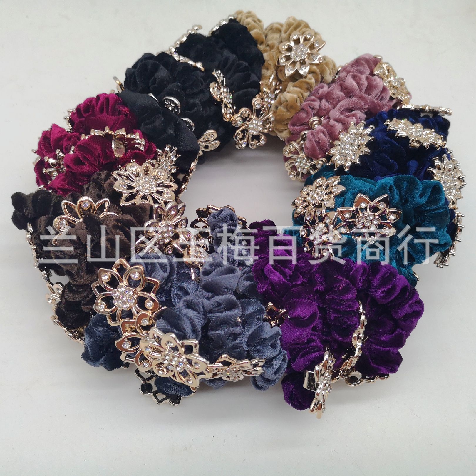 Ligas para el cabello de terciopelo con diamantes