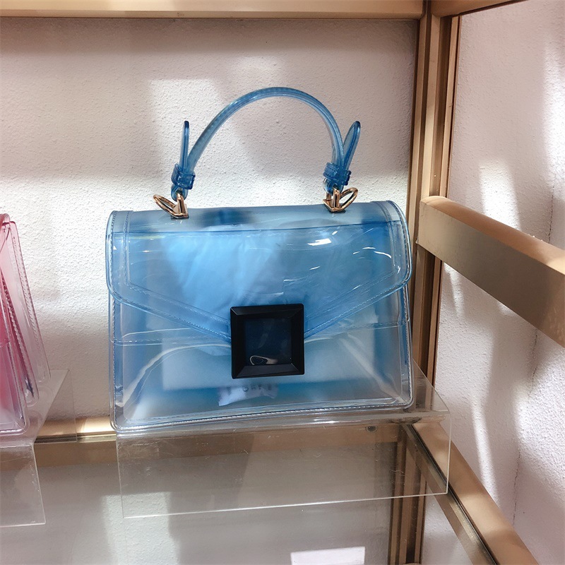 Clearance jelly bag, transparent pvc women's bag, gradient color small square bag, handbag, single-shoulder crossbody women's bag in stock undefined