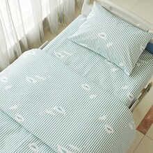 医院医护床上用品床单被罩被套枕套三件套病房蓝条健康花纹三件套