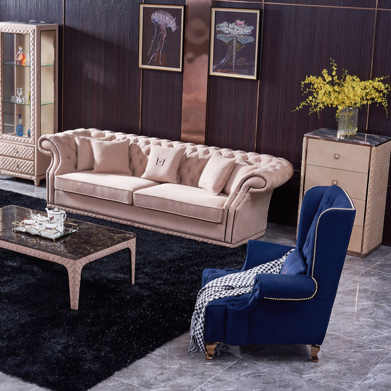 普渃帝斯工厂直营后现代意式轻奢家装别墅样板间客厅休闲椅沙发|ru