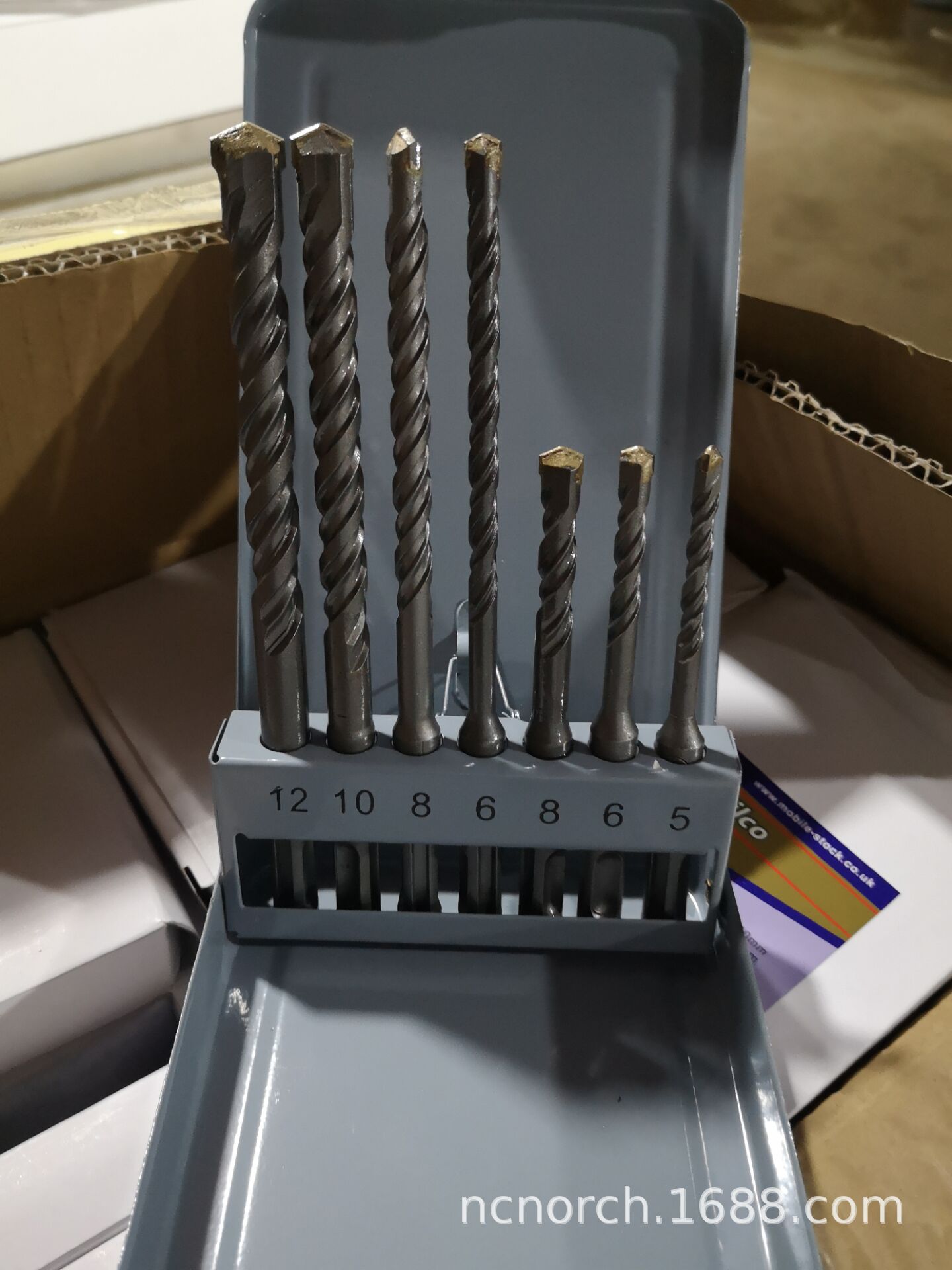 Juego de brocas y cinceles para martillo eléctrico, kit de perforación y demolición con estuche, uso industrial