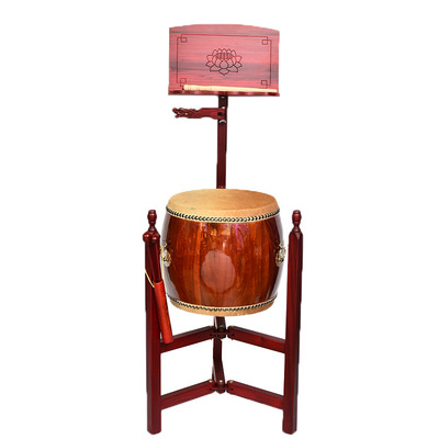 义乌佛教三脚扁鼓架实木可折叠活动牛皮铃鼓法器佛具佛事法会佛堂|ms