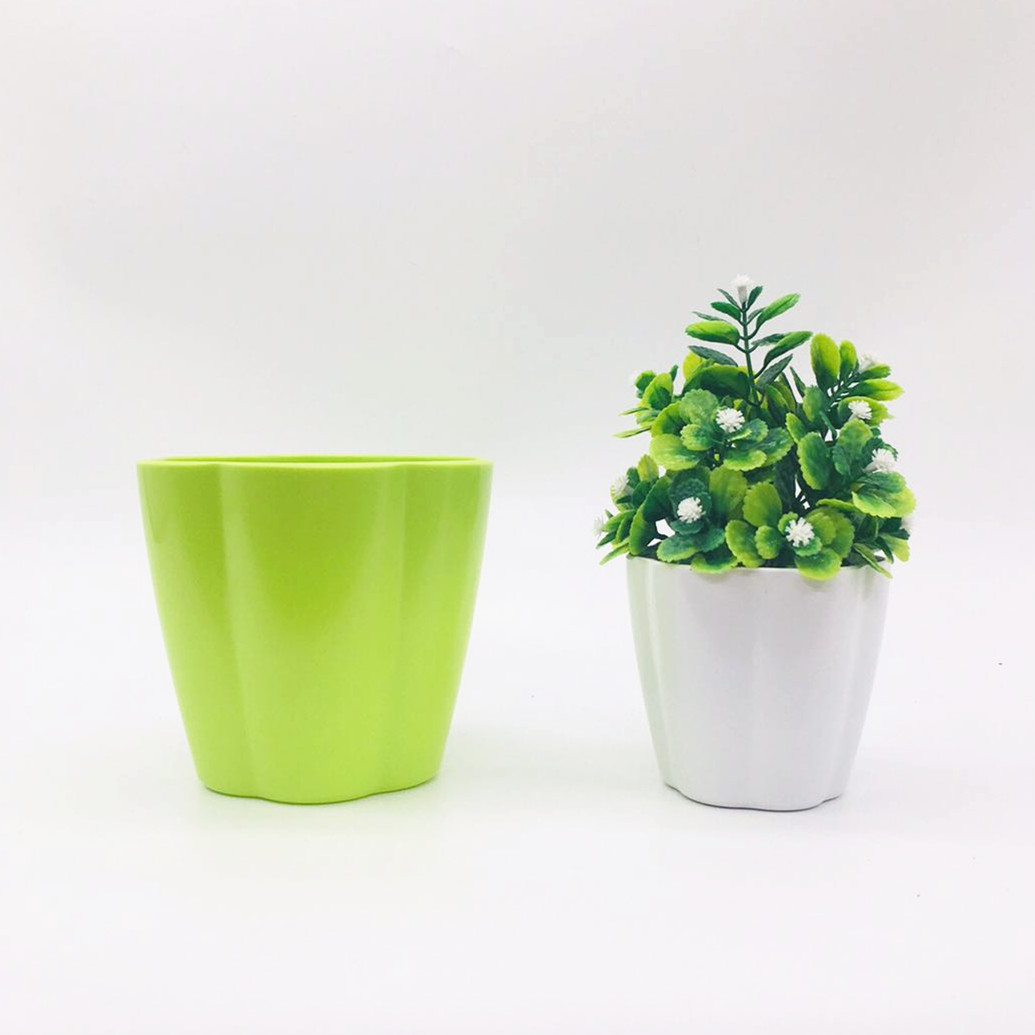 The manufacturer supplies 4-sized plum blossom-shaped Y03 series flowerpots with candy-colored melamine plants that will charm you detail image 4