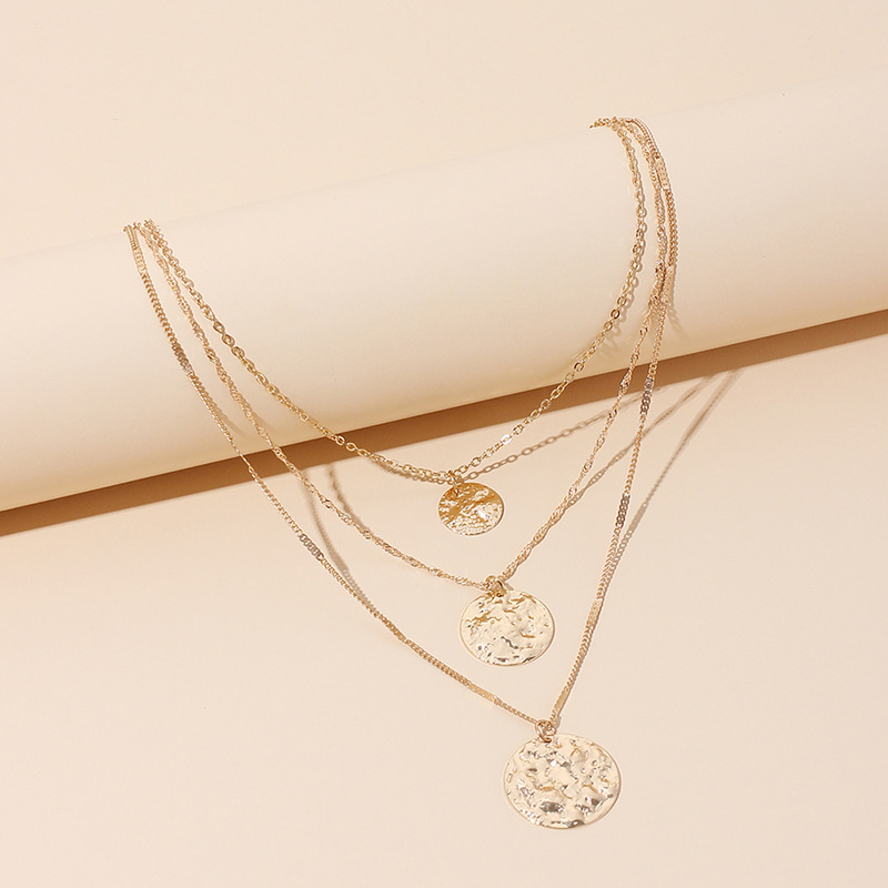 10g Weight Necklace Classification Wedding, Travel Occasion Women'S Gender Gold, Silver Color Multi-layer  Metal Sequined  Necklace 1