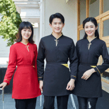餐饮服务员工作服长袖秋冬季西餐厅宾馆酒楼火锅饭店前台工衣