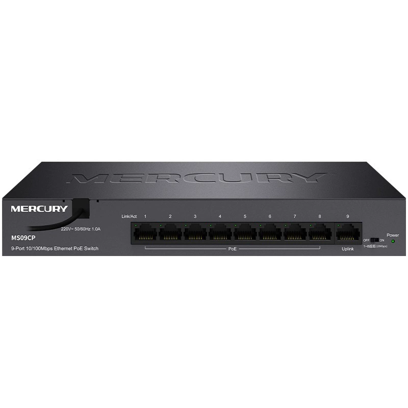 МЕРКУРИ Mercury MS09CP 9-портовый PoE коммутатор с высоким потреблением мощности 83W
