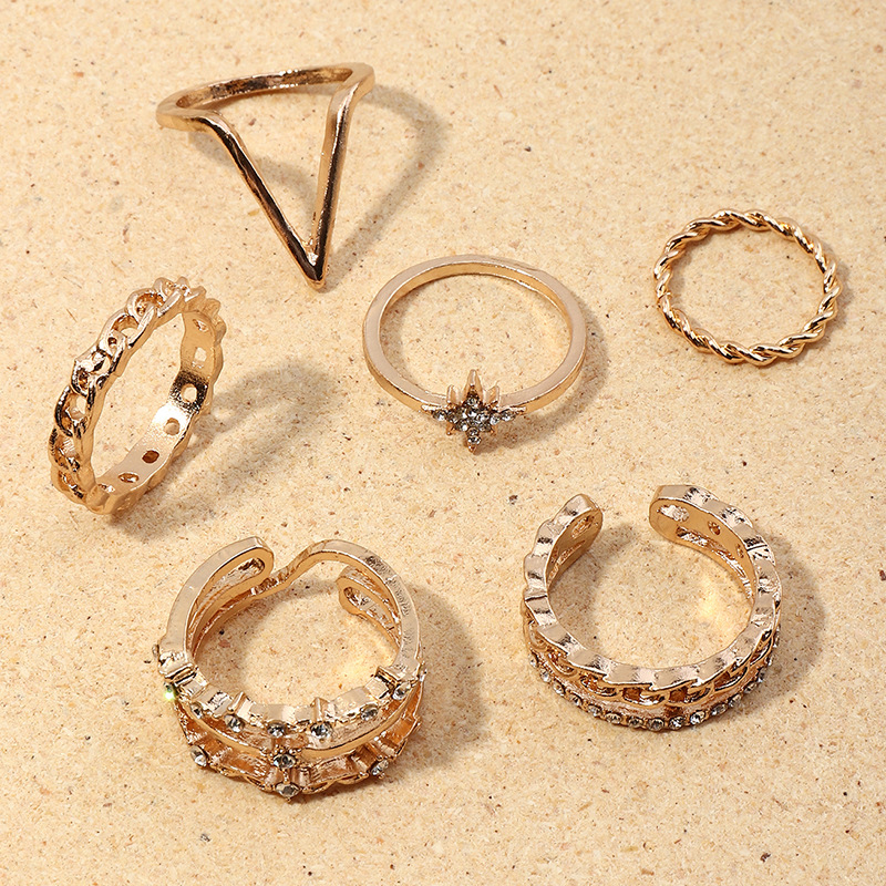 Wholesale Simple Versatile Opening Twist Diamond Star Geometric Ring display picture 3