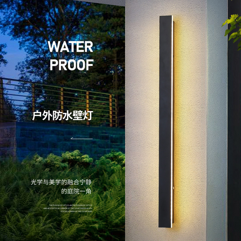 Minimalista al aire libre impermeable lámpara de pared tira al aire libre jardín Villa jardín lámpara de pared de fondo LED línea transfronteriza lámparas