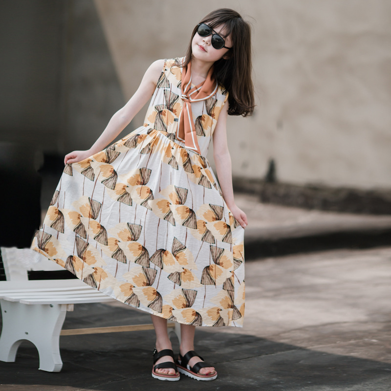 Vestido de las niñas vestido de verano 2023 nuevo estilo coreano Vestido largo de súper Hada para niños vestido de princesa occidental para niños medianos y grandes