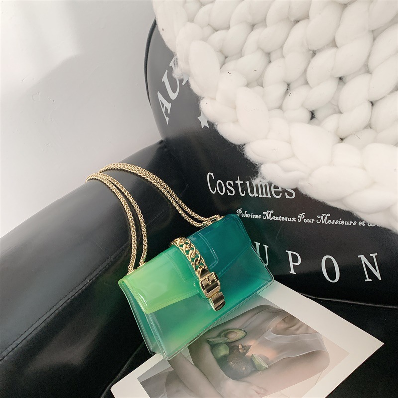 Summer 2025 new gradient jelly bag, fashionable color-blocking chain bag, crossbody single-shoulder bag, ladies' small bag undefined