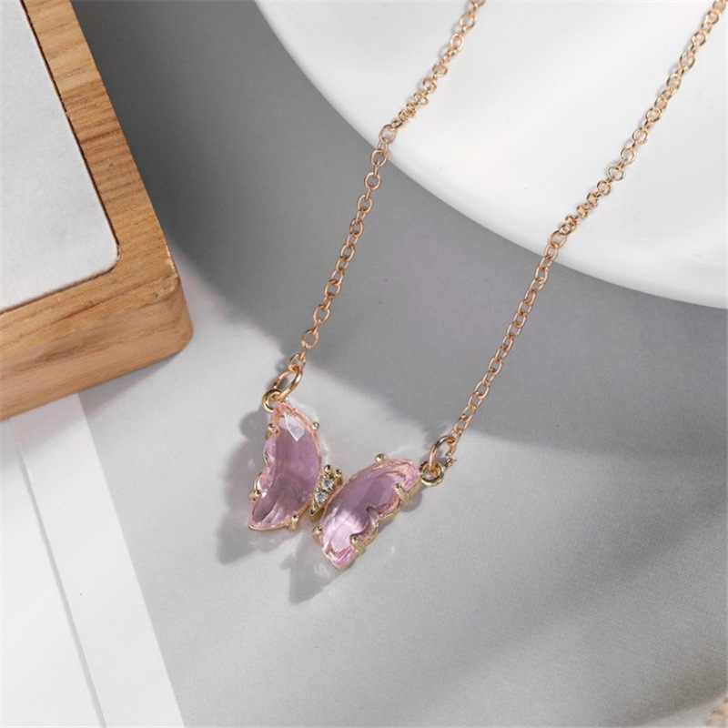 Fashion Simple Style Butterfly Alloy Plating Artificial Crystal Women's Necklace display picture 5