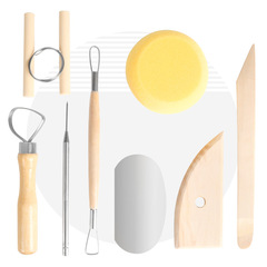Factory-direct supply: 8-piece wooden clay sculpting tool set for handmade DIY clay, polymer clay, and ceramic modeling.