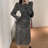 A-line dress date party dress long sleeve dress